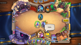 Somewhat disappointingly, Scholar Jaina doesn't have anything special to say to herself. However, the 'Hello' emote remains an S-tier option for trolling opponents who have made a mistake.