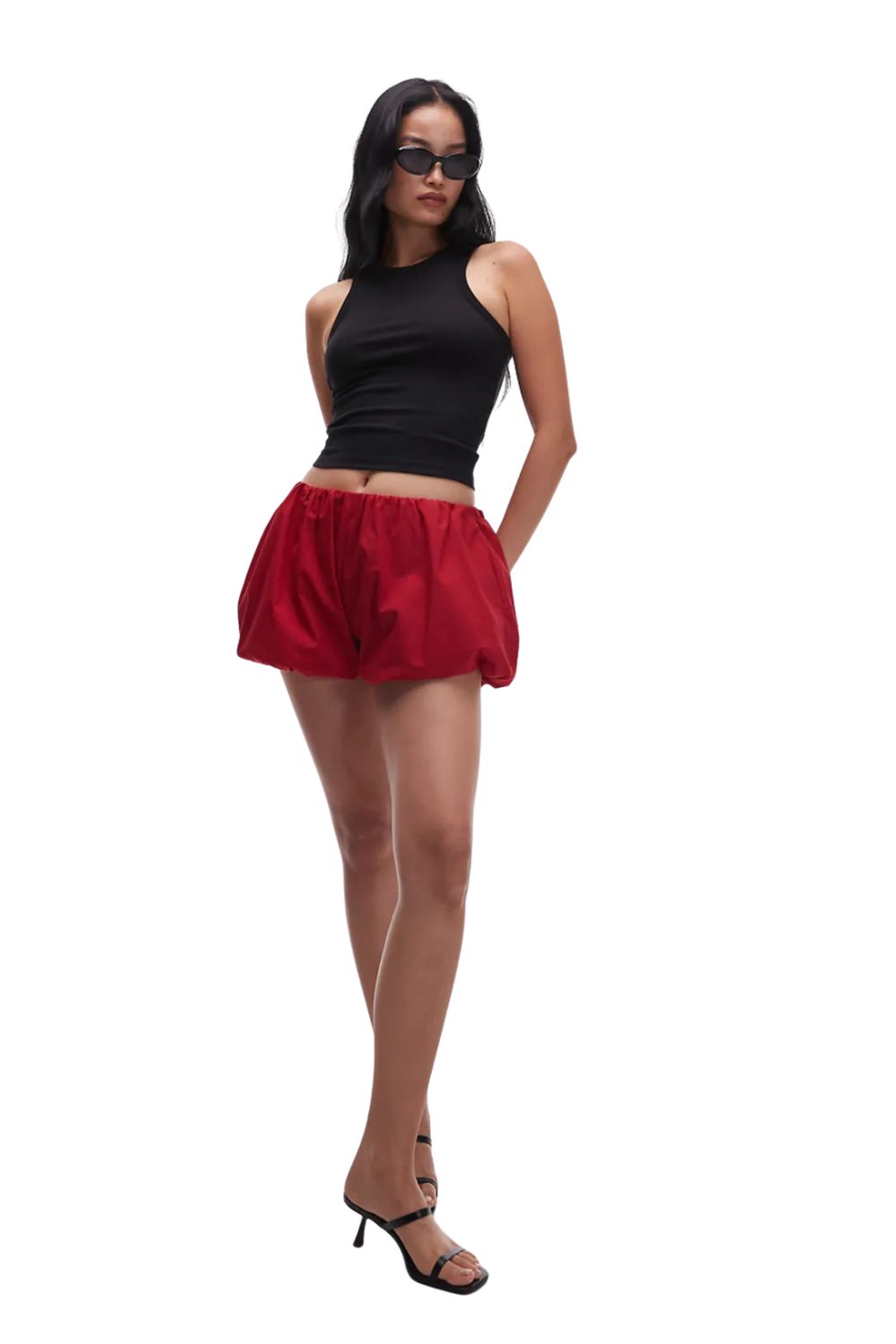 Mango, Mango Featuring Kaia Gerber Puffball Short in Red