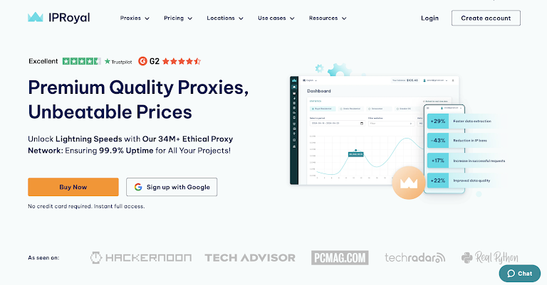 IPRoyal proxy homepage 