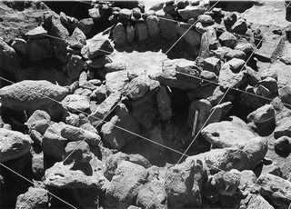 The 5,000-year-old site in the Atacama Desert held a ceremonial complex built with these vertical stones.