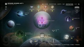 Destiny 2 Director Destinations screen for The Final Shape