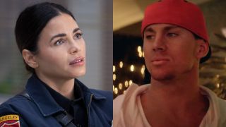 From left to right: a press image of Jenna Dewan from The Rookie and a screenshot of Channing Tatum in Magic Mike.