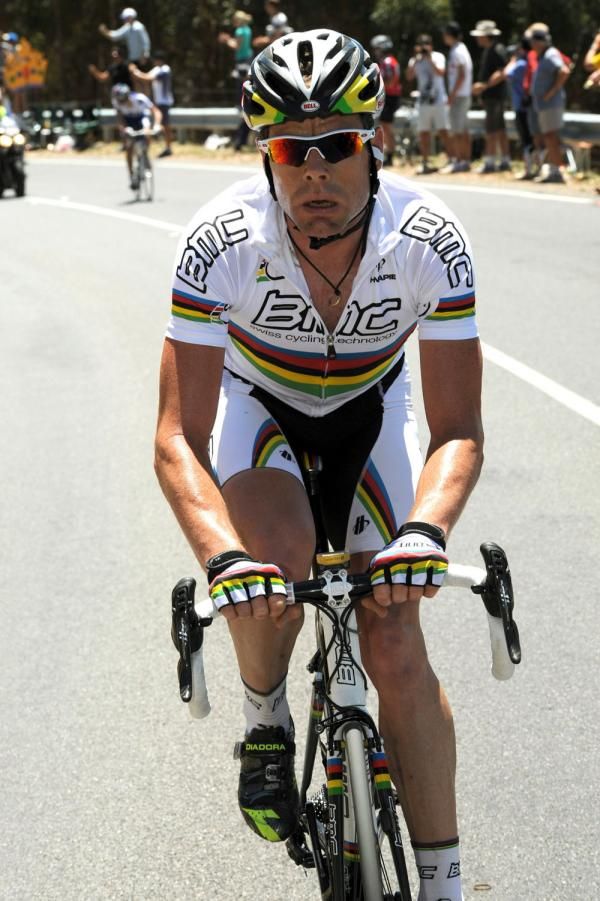 Cadel Evans (BMC) put on a show for his Aussie fans today