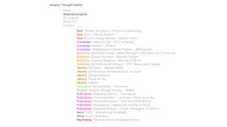 Colourful list of Graphic Thought Facility projects