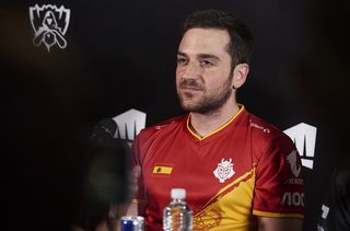 MADRID, SPAIN - NOVEMBER 03: G2 Esports owner Carlos 'Ocelote' Rodriguez during press conference after Semi Finals World Championship match between SK Telecom T1 and G2 Esports on November 03, 2019 in Madrid, Spain. (Photo by Borja B. Hojas/Getty Images)