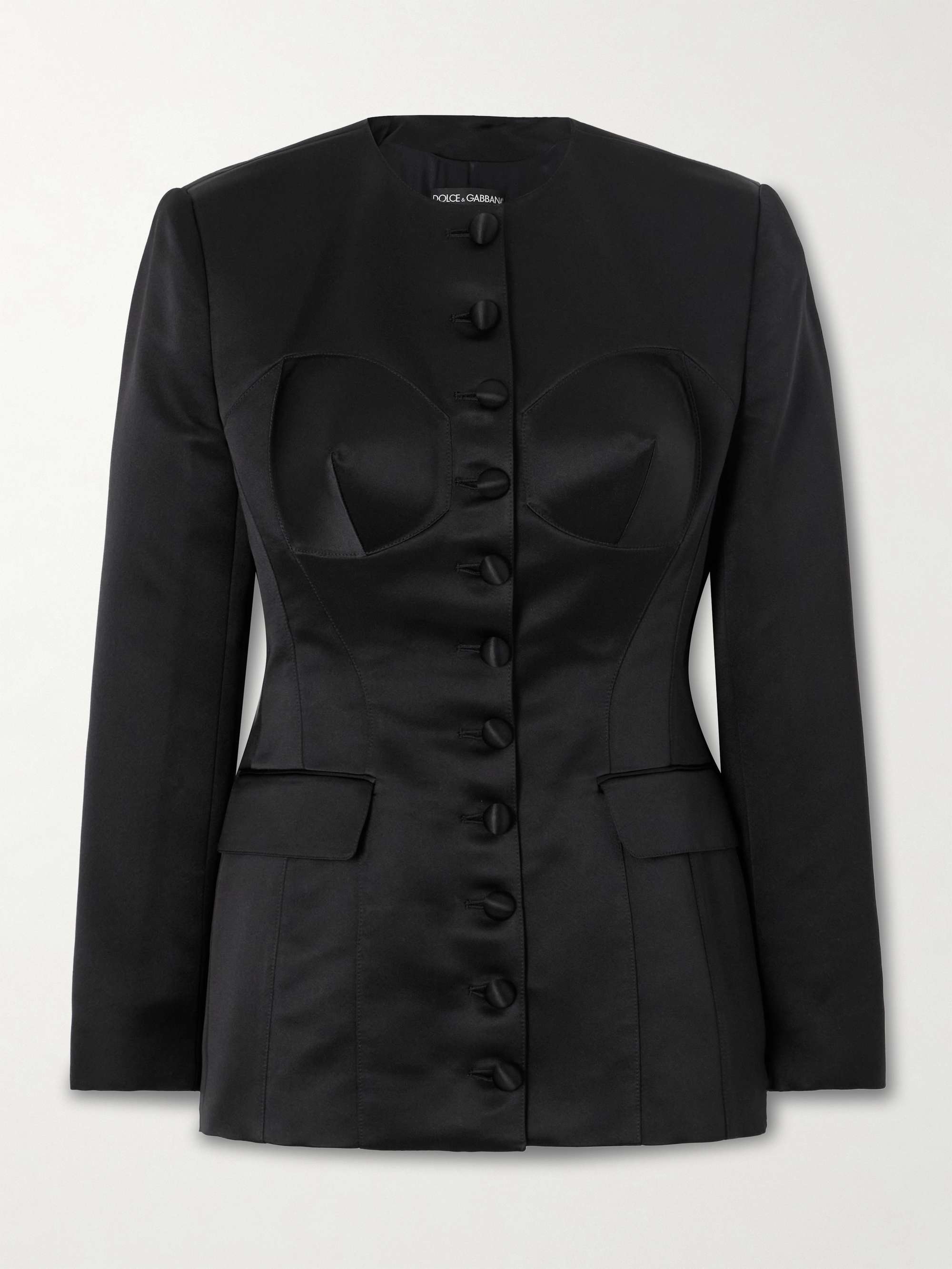 Padded Silk-Satin Blazer