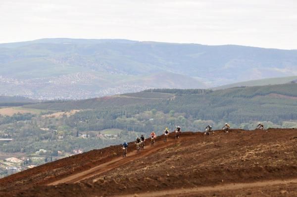 Gawie Combrinck leads the pace up a climb