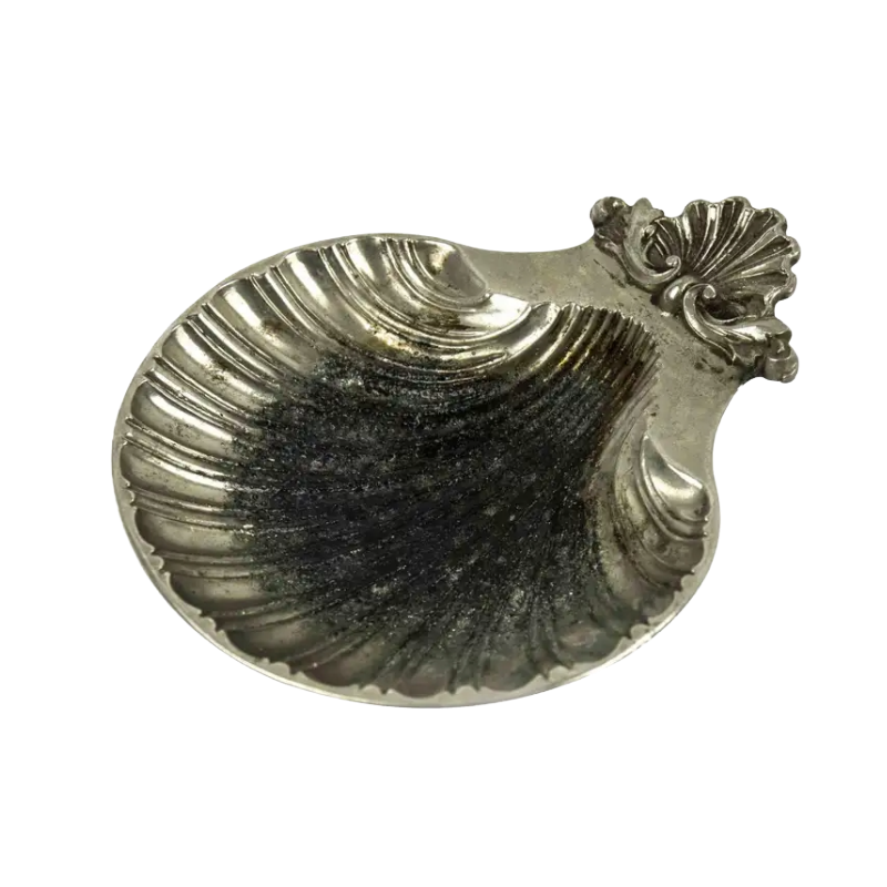 1st Dibs, Shell Shape Vintage Silver Plated Ashtray