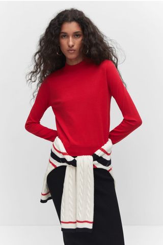 Mango Fine-Knit Sweater with Zipper