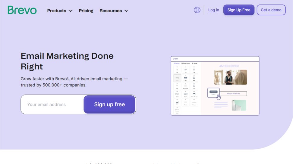 Brevo website screenshot (June 2025).