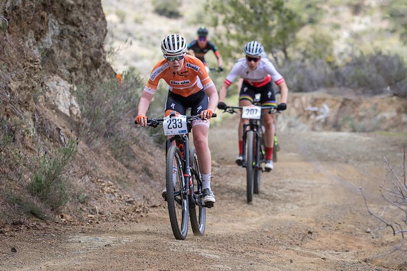 Anna van der Breggen leads Annika Langvad at Afxentia Stage Race 2018
