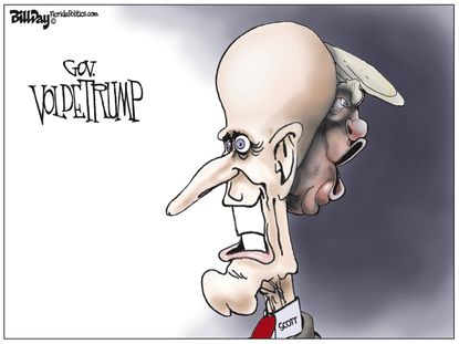 Political cartoon U.S. Rick Scott Florida Trump Voldemort Harry Potter