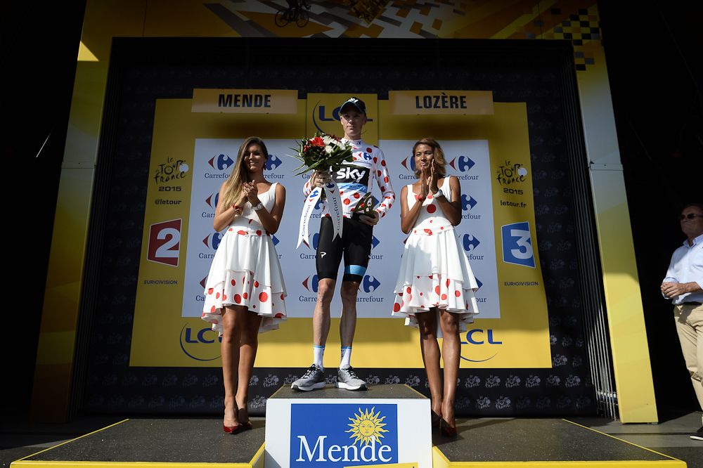 Chris Froome on the stage 14 podium.