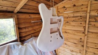 Guitar body primed and ready for painting