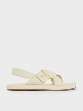 Charles 
Keith, Crossover-Strap Slingback Sandals