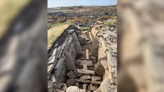The tomb was built about 5,500 years ago when the coast was much further away. It's now in danger of being damaged by a storm.