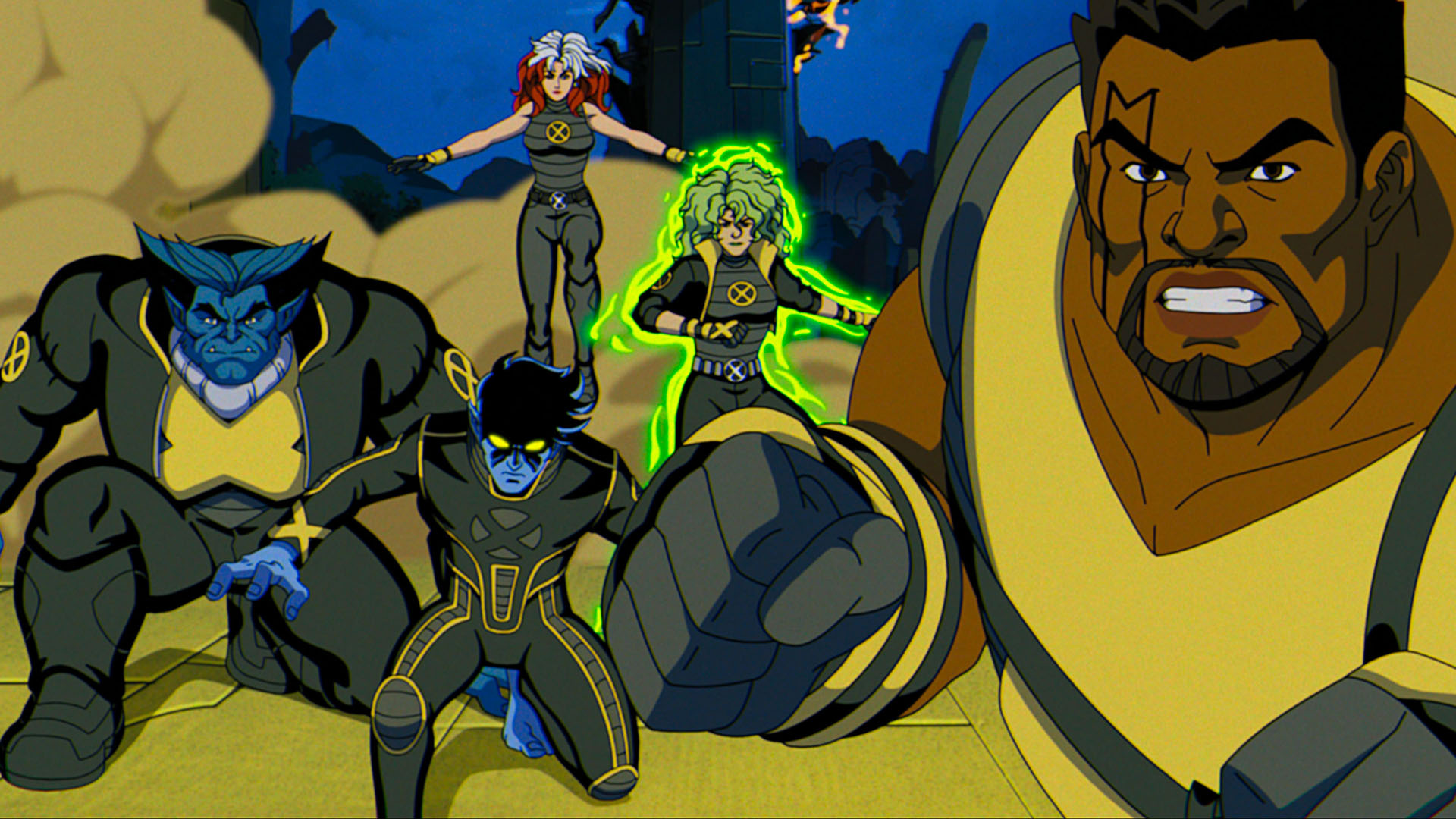 Beast, Nightcrawler, Rogue, Polaris, and Bishop in X-Men 97 season 2 episode 7