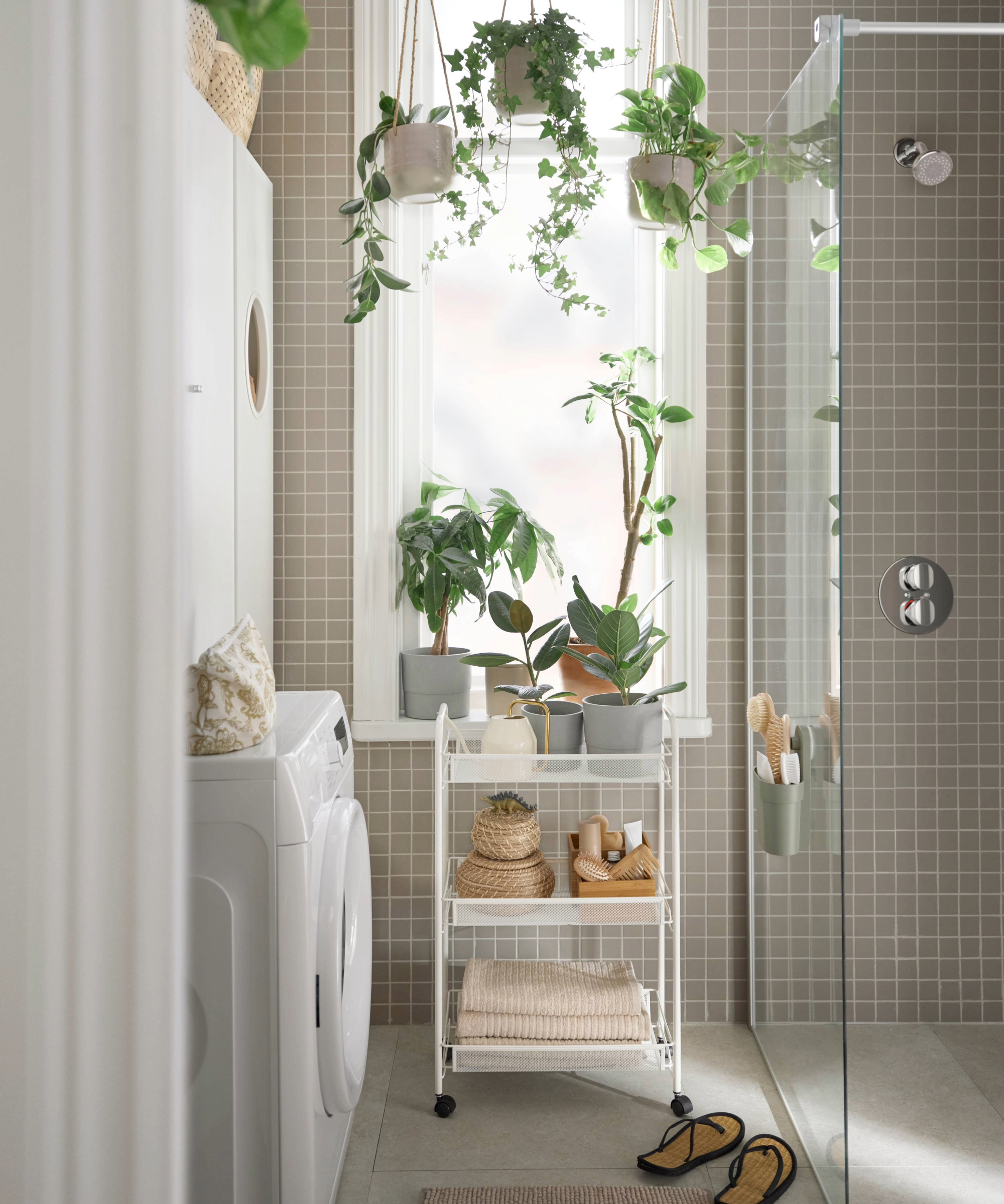 Ikea utility room idea with a shower to right hand side