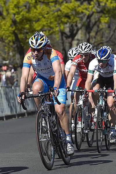 Trent Lowe (Garmin Slipstream) back in the peloton around fifty seconds from the lead group.
