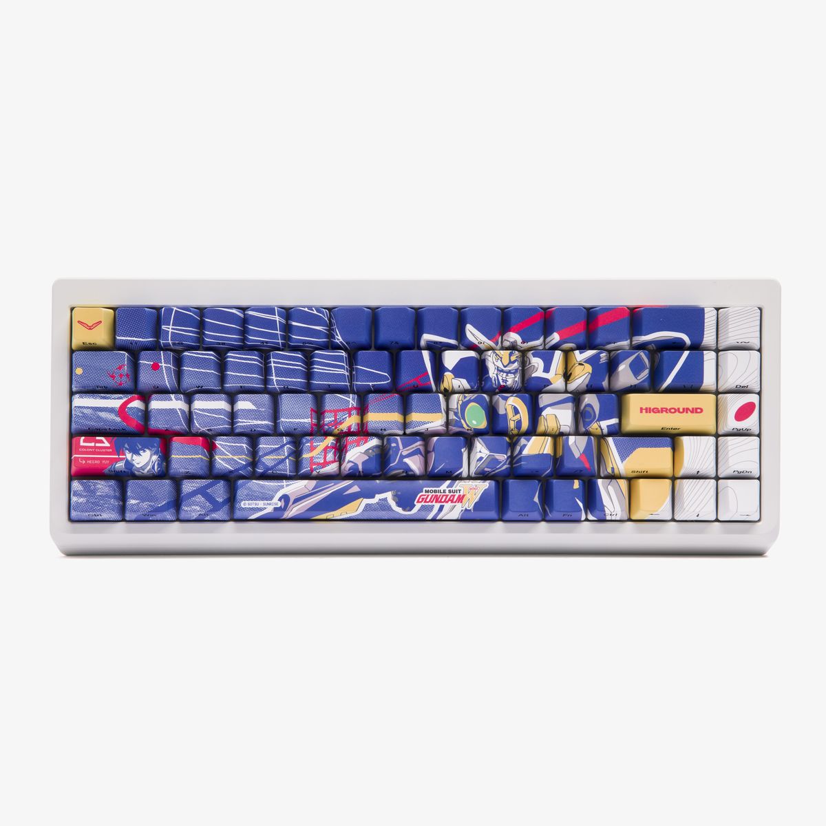 overview of predominantly blue board showing a full body of a gundam