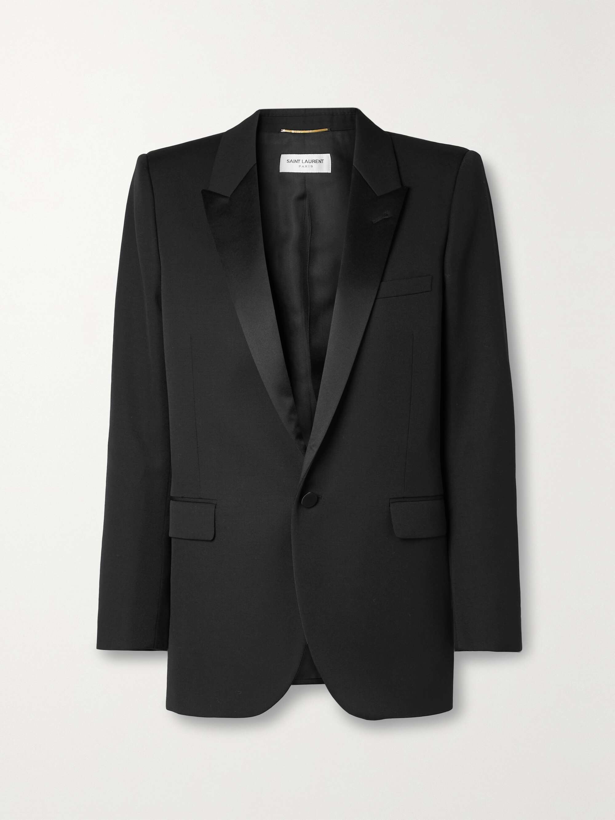 Tube Satin-Trimmed Grain De Poudre Wool Blazer