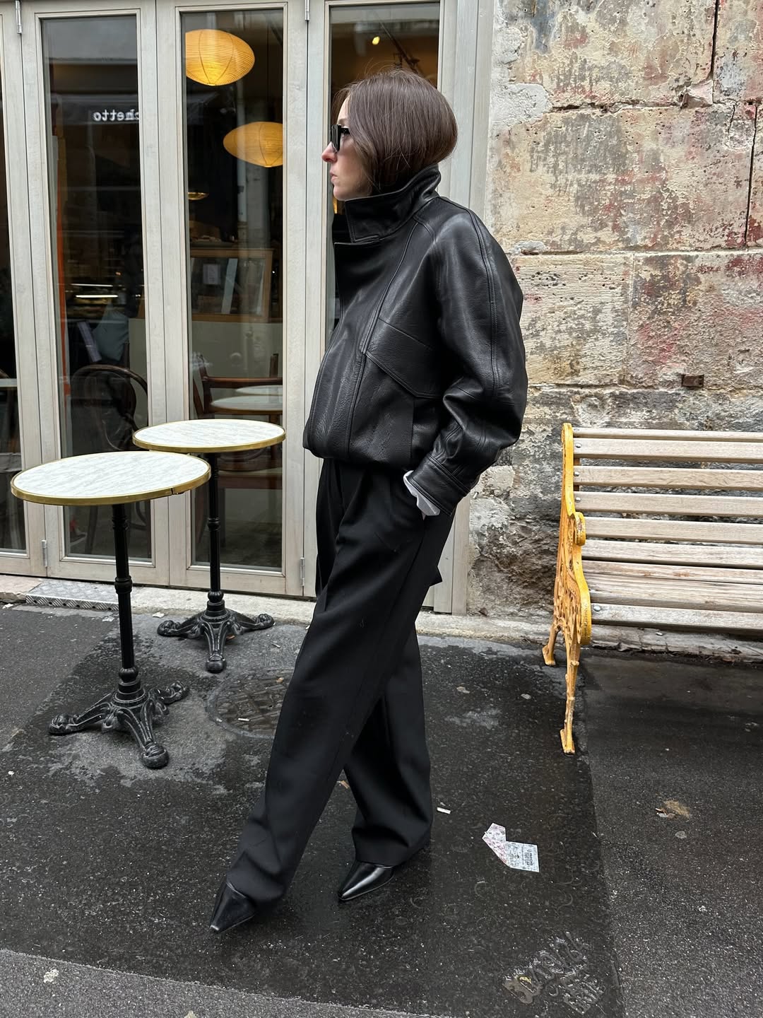 Influencer Sarah Rose Palm wearing a funnel neck jacket.