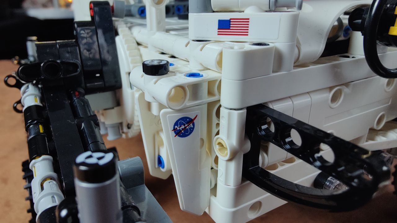 Close up photo of the Lego NASA Mars Rover Perseverance.