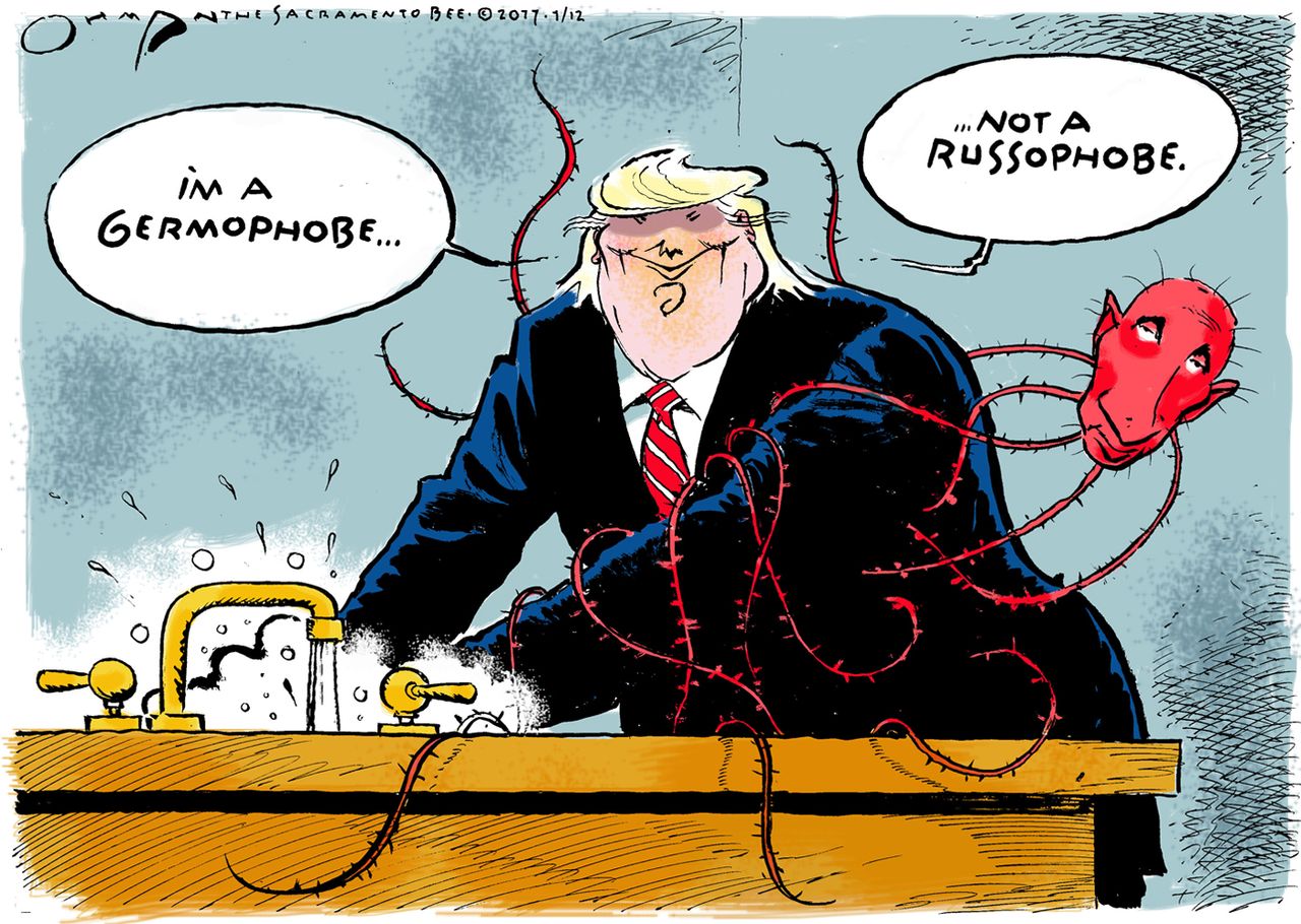 Political cartoon U.S. Donald Trump Russia relations