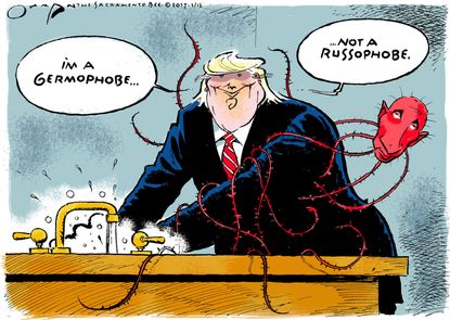 Political cartoon U.S. Donald Trump Russia relations