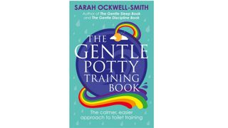Image of a turquoise book with raindrops and a rainbow on the front as part of the best potty training books