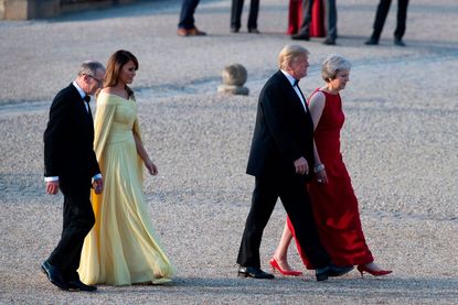 Britain's Theresa May hosts a black-tie dinner for Trump
