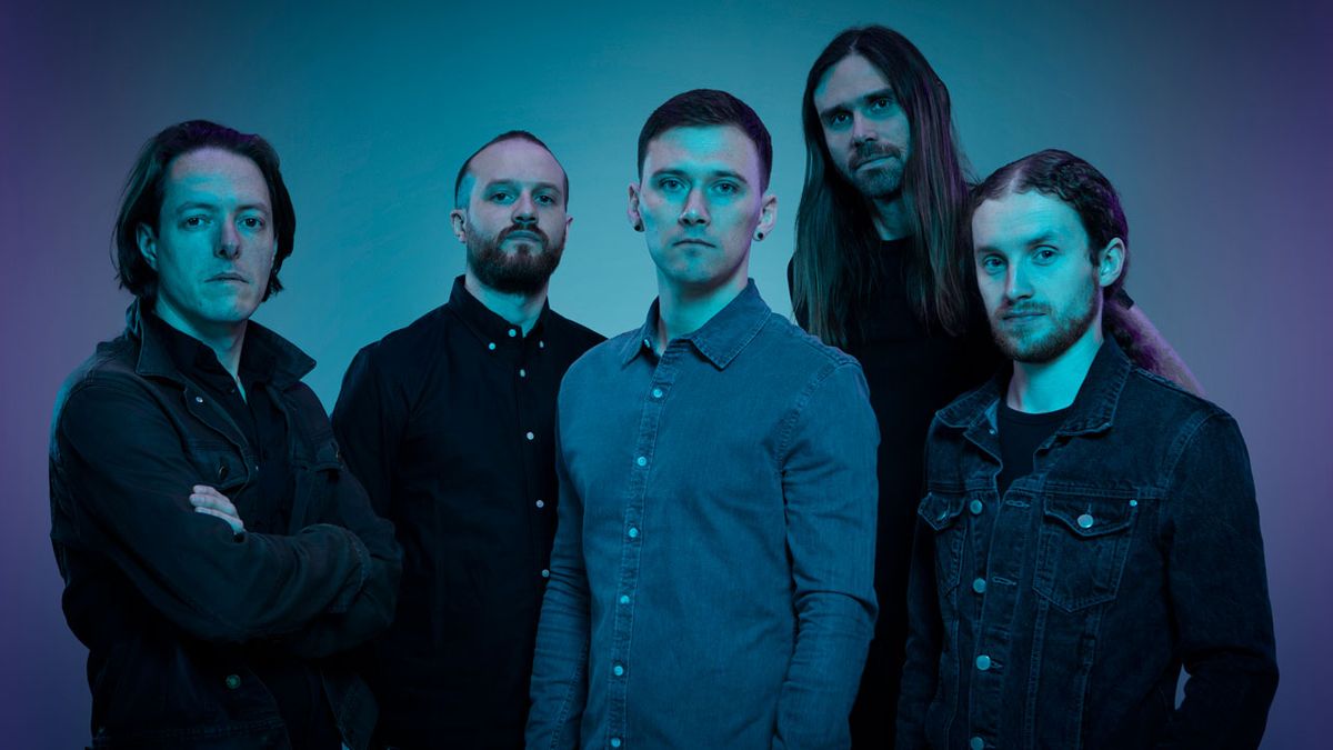 TesseracT group shot 2020 against blue background