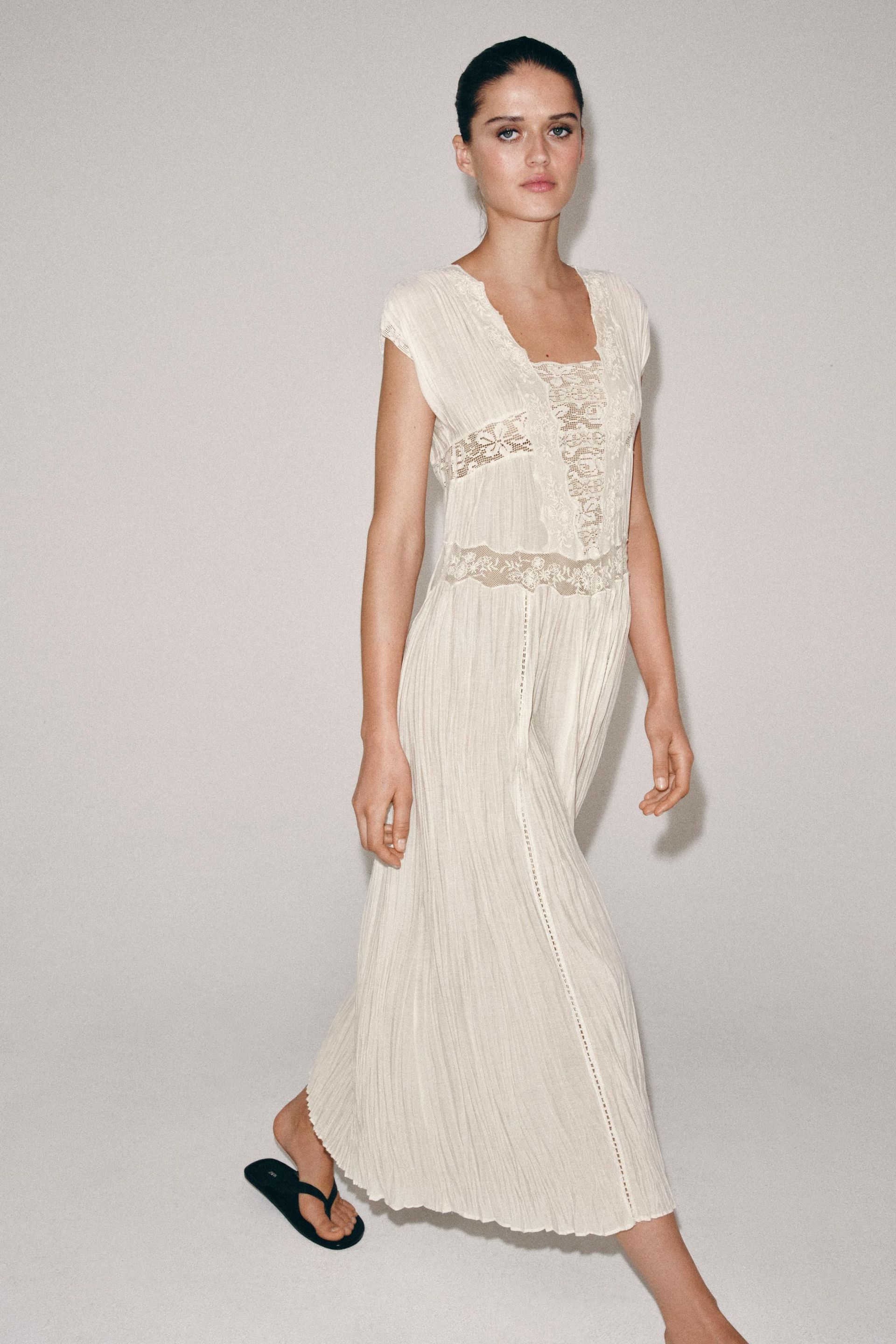 ZARA Pleated Lace Dress Zw Collection