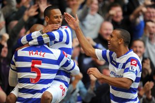 Queens Park Rangers players celebrate a goal against Wolves in September 2011.