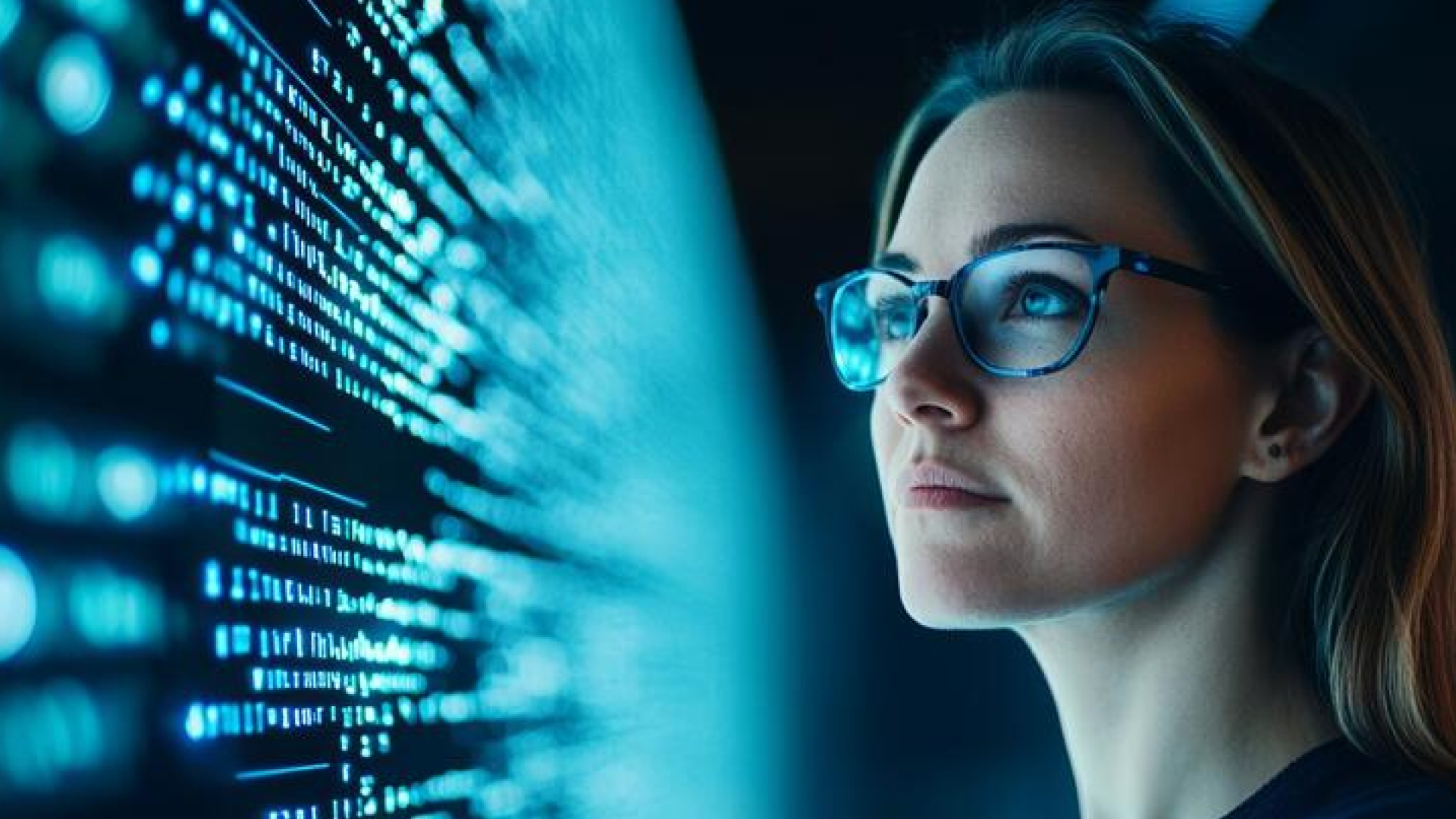 A women looking at lines of code