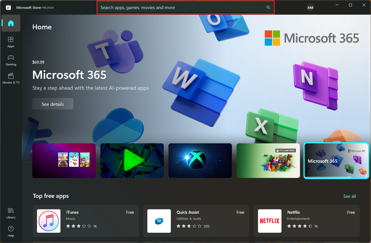 Windows'ta Microsoft Store uygulamasını açın