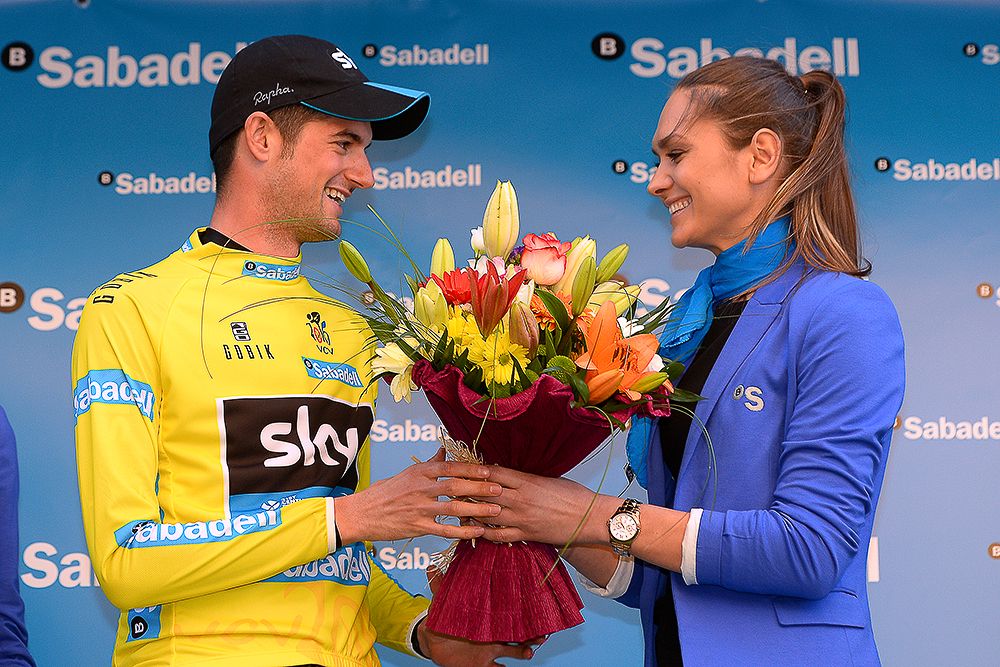 Team Sky's Wout Poels in yellow after the Valencia prologue