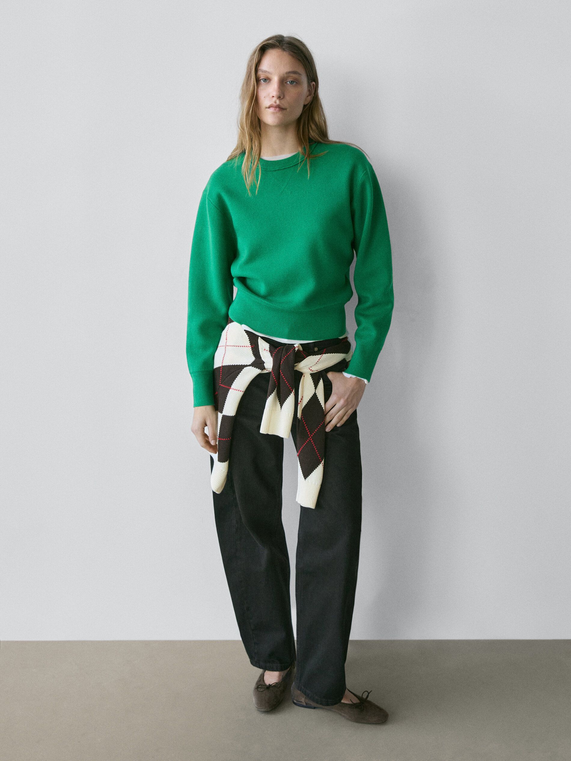 Cotton Blend Knit Sweater