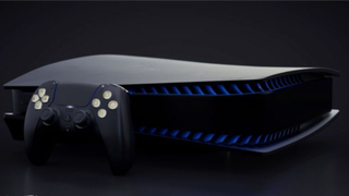 Un render de la PS5 negra con el supuesto DualSense negro con botones blancos