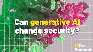 The words ‘Can generative AI change security?’ with ‘generative AI’ in yellow and the rest in white against a CGI render of green and pink coral seeping through a wire mesh fence
