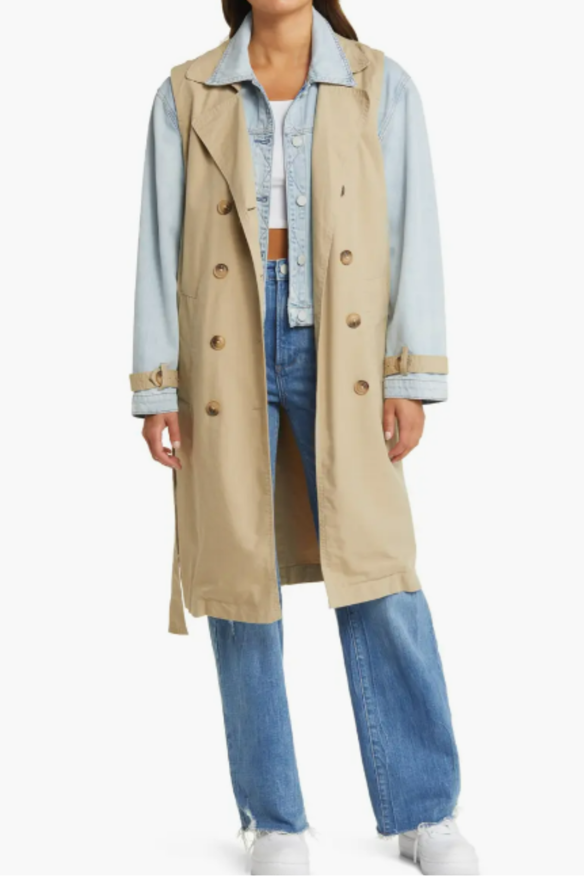 BLANKNYC Denim & Twill Trench Coat