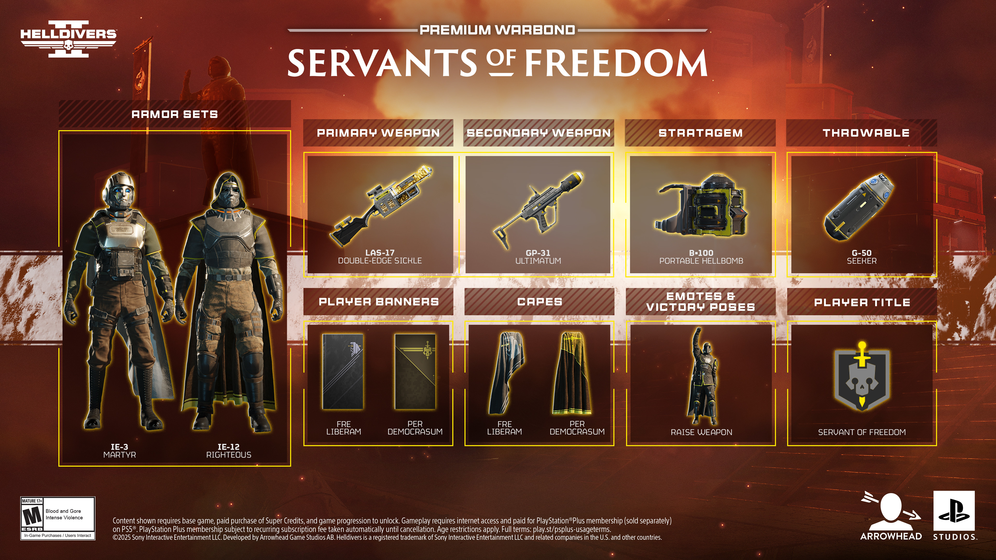 An image detailing the content of the Servants of Freedom warbond.