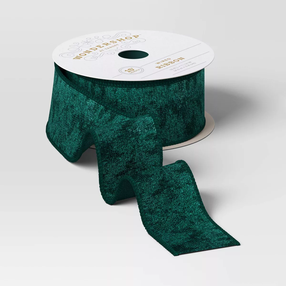 15u0026#39; Christmas Legacy Luxe Premium Ribbon Dark Green Velvet - Wondershopu0026#8482;
