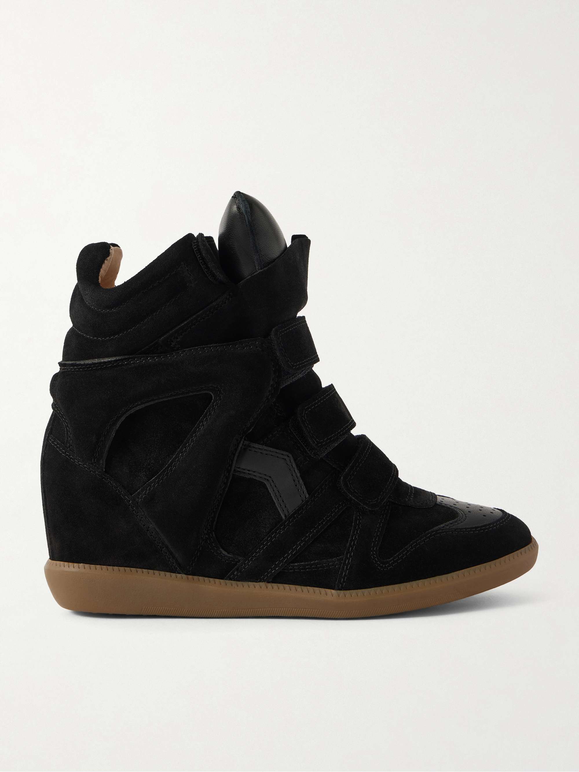 Bekett Leather-Trimmed Suede High-Top Wedge Sneakers