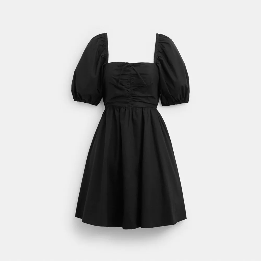 Short Dress With Puff Sleeves in Organic Cotton