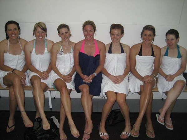 The team models the latest swimwear