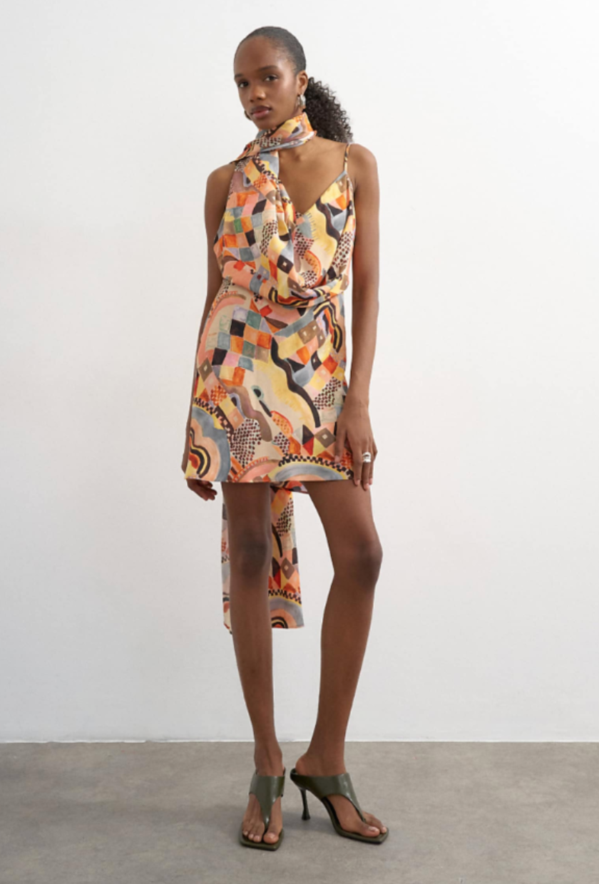 Topshop, Draped Scarf Neck Mini Dress