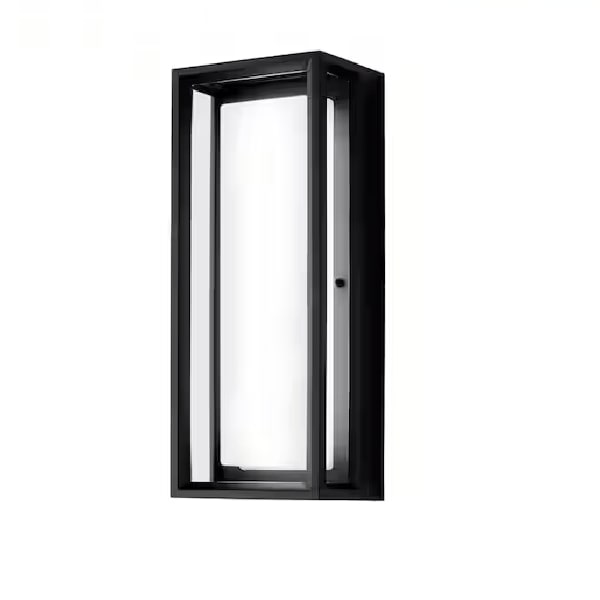 Rockwood 14.93 in. Black Modern Integrated LED Color Changing Outdoor Wall Light Sconce (1-Pack) Powered by Hubspace