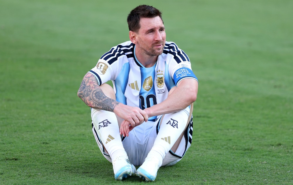  Lionel Messi #10 of Argentina reacts after the 0-1 loss during the FIFA World Cup 2026 Final match between Spain and Argentina at New York New Jersey Stadium on July 19, 2026 in East Rutherford, New Jersey.