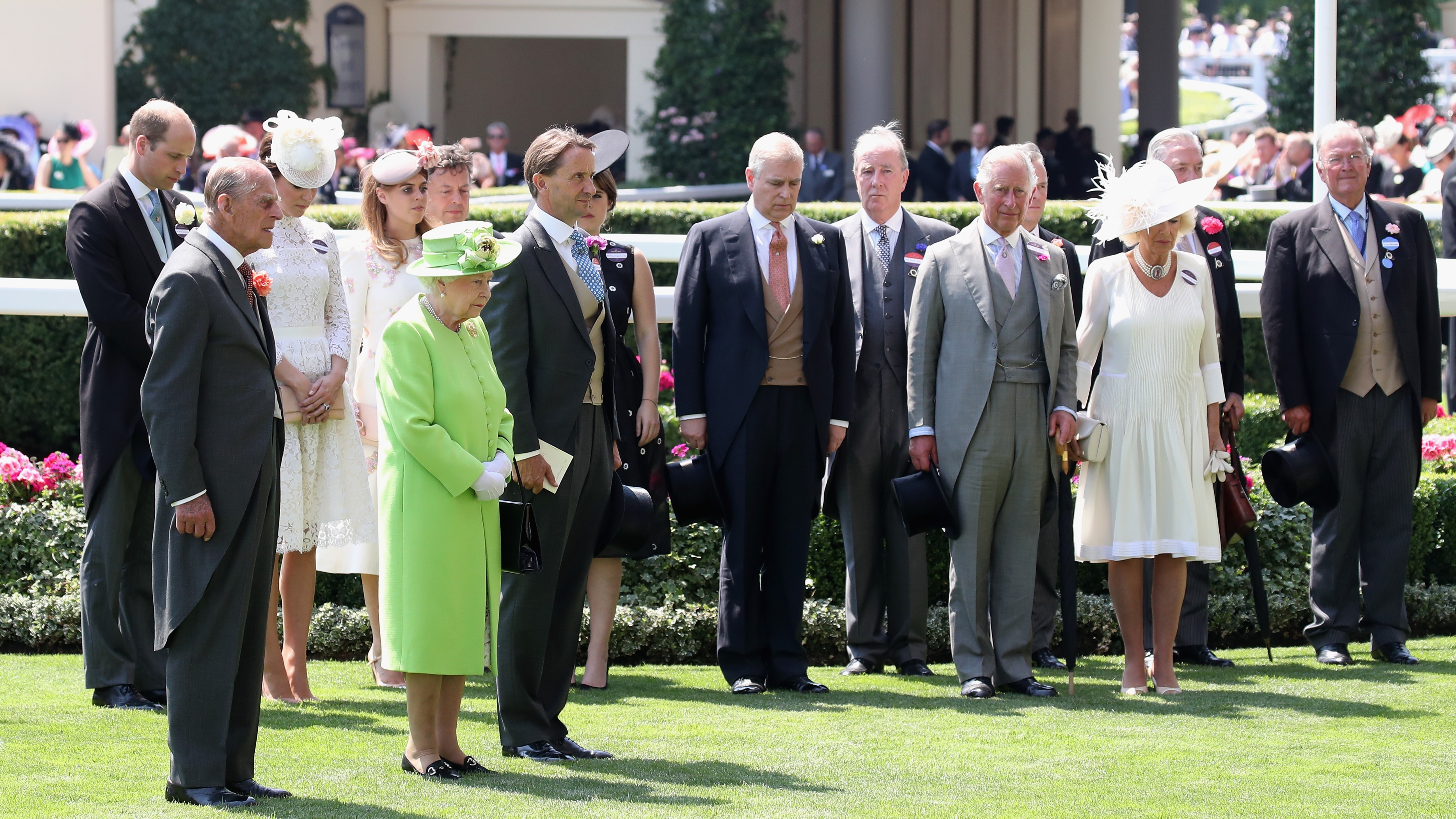 The Royal Family including Queen Elizabeth at Royal Ascot in 2017